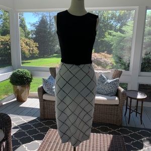 Oscar de la Renta Fitted Dress w/ Leather Belt